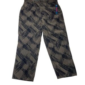 Billblass Jeans Womens 12 Brown Black Plaid Silver Easy‎ Fit Stretch Pants NWT